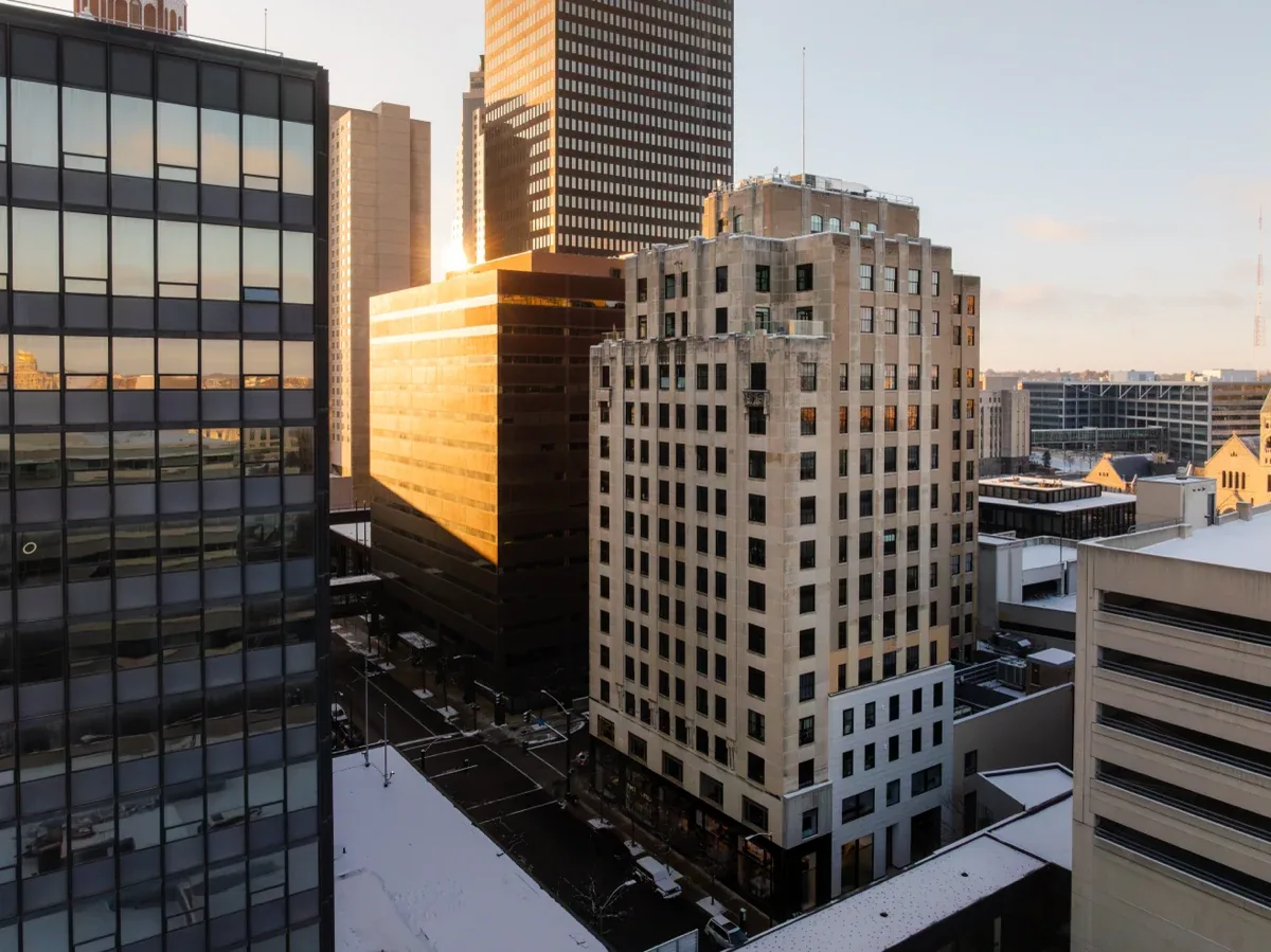Downtown Des Moines around the tower